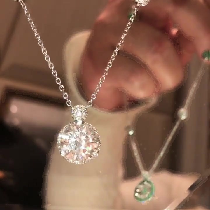 Round Cut White Sapphire Pendant Necklace