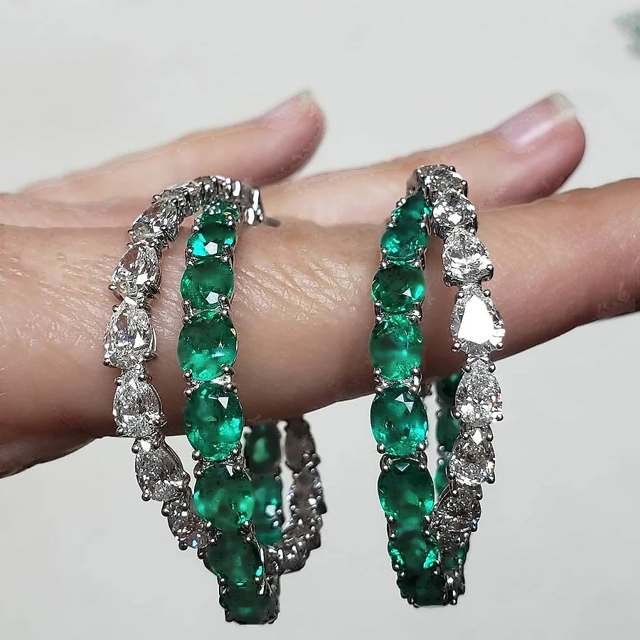 Two-tone Lab-created Sapphire Hoop Earrings
