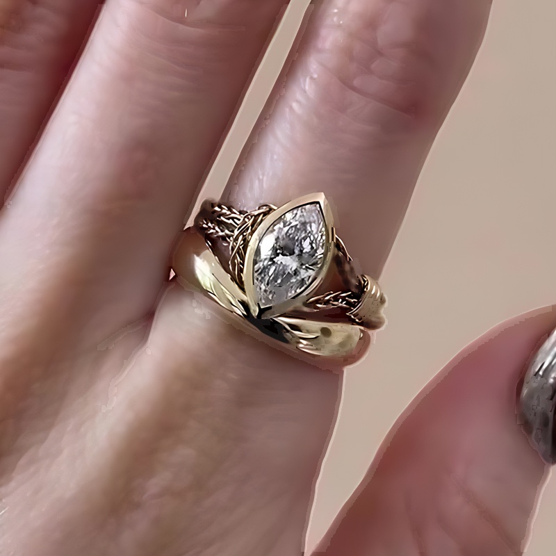 Vintage Marquise White Sapphire Ring Set (2 Pieces)